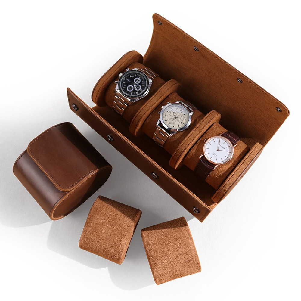 Luxury Watch Case Travel - Elegante astuccio portagioie in vera pelle,