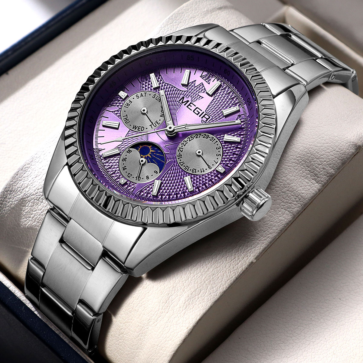 Luxury Watch Green Dial - MEGIR Orologio al quarzo da uomo
