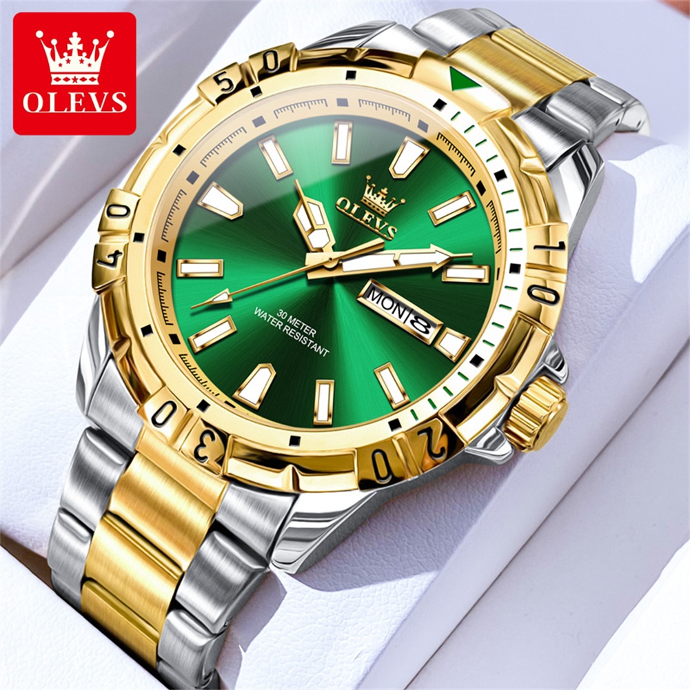 Luxury Watch Green Dial - OLEVS 5560 Orologio da Polso al