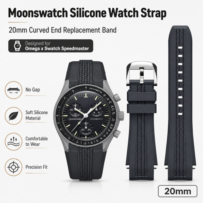 Luxury Watch Omega - Cinturino in Silicone Curvo da 20mm