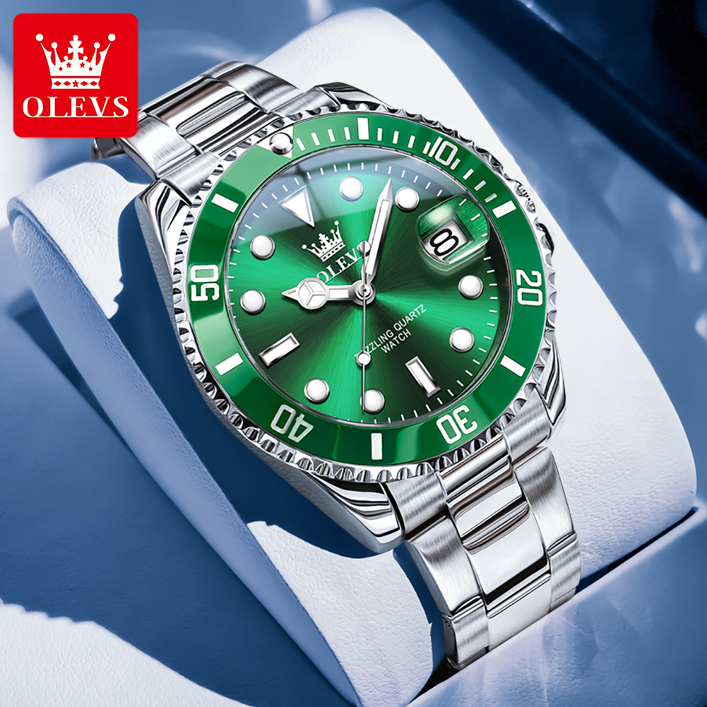 OLEVS Orologi da uomo 5885G To - Luxury Watch Green Dial recensione e prezzo