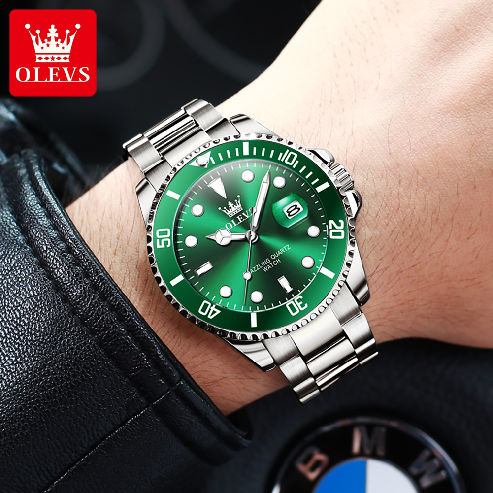 OLEVS Orologi da uomo 5885G To - Luxury Watch Green Dial recensione e prezzo